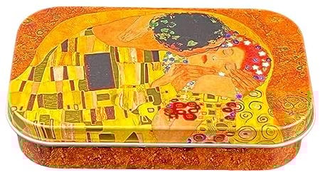 Pillendose, Bonbondose FridolinEdition - Metall - Gustav Klimt, Der Kuss - The Kiss - Maße: 10 × 2 × 6,2 cm