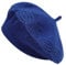 ZLYC Damen Baskenmütze Klassische Französischen Barett Einfarbig Warm Beret(Kabelstrick Königsblau)
