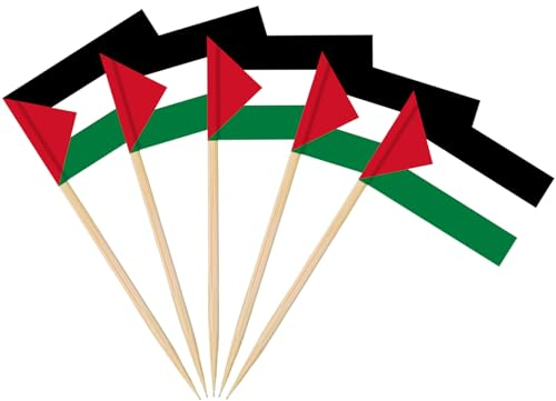 AhfuLife 100/200pcs Palestinian Toothpick Flags Cake Toppers, Palestine Cocktail Stick Flag for Sandwich Food Cupcake Toppers Party Decorations (200 Pcs)