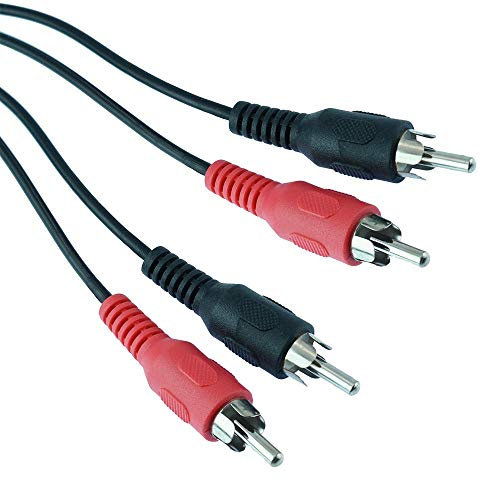 1m Red/Black Twin 2 RCA Phono Plug to Plug Cable Lead