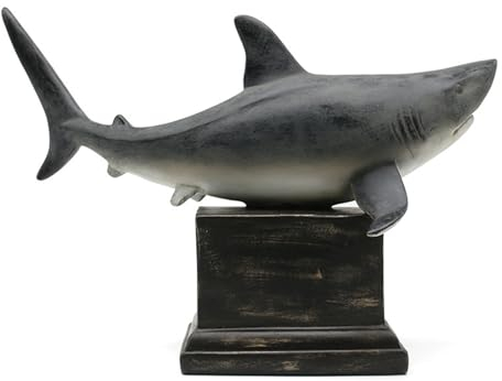 HABITZ Kunstharz-Hai-Skulptur, Kunst, Hai-Statue, Meeresfigur, großer weißer Hai, Skulptur, Meereskunst, Moderne Tierstatue, Ornament for Schlafzimmer und Wohnzimmer