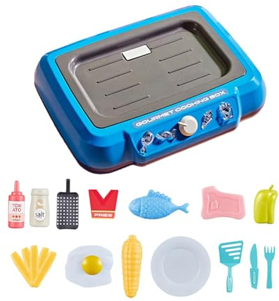 Folpus Ensemble de Jeu de Cuisine pour Enfants, Ensemble de Cuisine à Couleur Changeante, Cuisine Jouet de friteuse, Ensemble de Jeu de Cuisine de Camping, Bleu