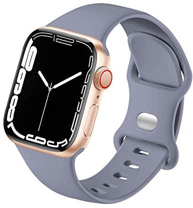 HdanMole Cinturino Sportivo Compatibile con Apple Watch 38mm 46mm 40mm 41mm 42mm 44mm 45mm, Cinturino in Silicone Morbido per iWatch Series 10 9 8 7 6 5 4 3 2 1 SE Uomo Donna, Grigio-lavanda