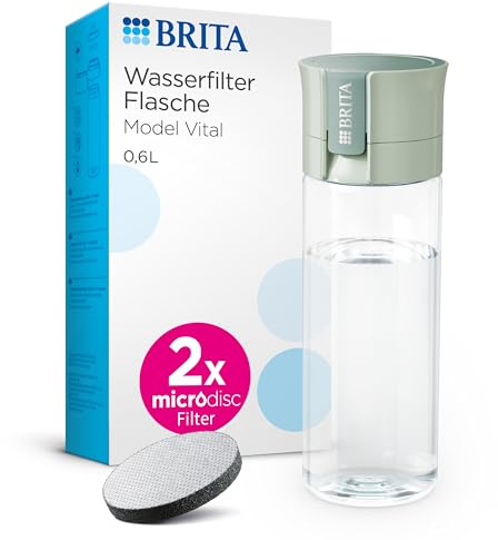 BRITA Gourde filtrante Vital Vert Clair (0,6 L) réduit Le Chlore, Les Particules Fines ≥ 15 µm, Certains pesticides, herbicides et Hormones. Préserve Les minéraux tels Que Le Calcium et Le magnésium