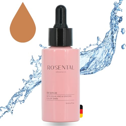 ROSENTAL ORGANICS BB Serum (30ml) - 2-in-1 Make Up & Skincare Squalan, Aloe Vera & Ginseng - Getöntes Gesichtsserum - feuchtigkeitsspendende Gesichtspflege - Neue Formulierung (Light) (Dark)