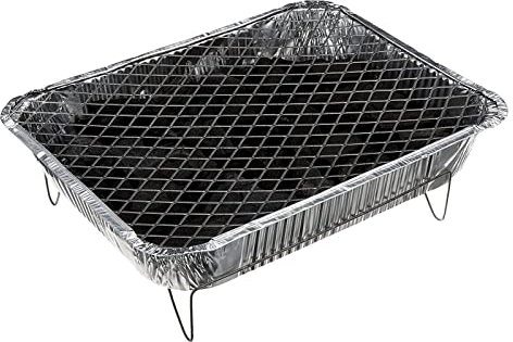 Aluminium Einweggrill Inkl. Grillkohle und Anzünder Alu Camping Einmalgrill