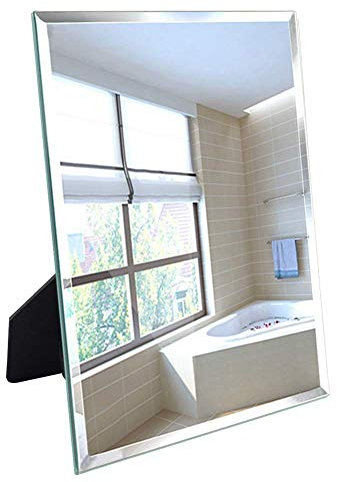 PETAFLOP Miroir de Maquillage Miroir Portable Noir avec Support,Coiffeuse,Bureau,Voyage- À Poser sur Un Meuble, 33 x 26,9 cm