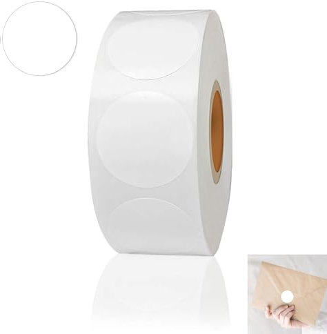 Runde Aufkleber 25mm, Farbkodierung Etiketten Rolle, 500 Stück 25mm Runde Farbcodierungs, Markierungspunkte Round Sticker, Weiß Round Sticker, Kreis Punkt Aufkleber, für Büro Klassenzimmer