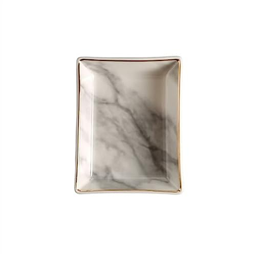 Bandeja de Mesa Bandeja de almacenamiento de cerámica de mármol de imitación Bandeja de almacenamiento de llaves Bandeja de exhibición de joyería rectangular Bandeja decorativa Bandeja de Desayuno(Siz