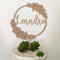 Personalisierbarer Holz-Cake-Topper - Blumenkranz Tortendeko mit Namen - Perfekt für Geburtstage, Taufe und Feiern