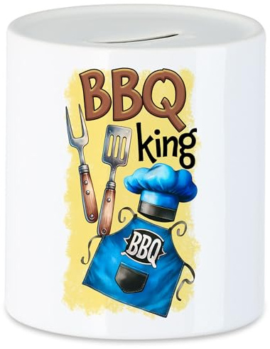 Hey!Print BBQ King Grillmeister Schürze und Besteck lustiger Grill Humor Spardose