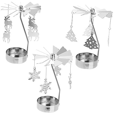 COSMEVIVI 3St Hot Swivel Kerzenhalter modern Cartoon-Geister-Kerzenhalter einzigartig Drehlicht küchendekoration Weihnachten Kerzenhalter aus Metall rotierende Schreibtischverzierung Silver