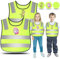 Warnweste Kinder, 2PCS Sicherheitsweste Kinder, Kinder Warnweste, Kinderwarnweste, 360 Grad Reflektorweste Kinder, Warnweste Kinder Dino Einhorn für Den Schulweg, Radfahren, Laufen (Dino+Einhorn)
