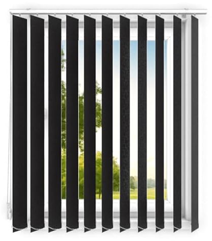 time4blinds - Lamellenvorhang - Vertikaljalousie - Lamellen für Büroarbeitsplätze und für Haus und Wohnung - Vorhang Flächenvorhang Schiebevorhang - 150x240 cm - Klassisch schwarz