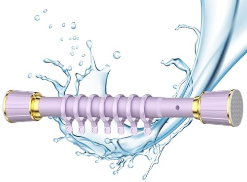 Tringle à rideau télescopique en acier inoxydable sans perçage - Barre de douche extensible - 50 - 70 cm - 110 - 190 cm - 210 - 300 cm - Anneaux inclus - Idéal pour placard, chambre à coucher et
