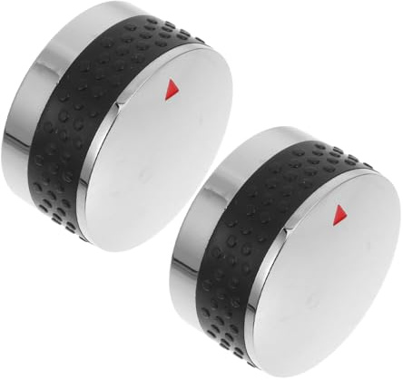 2 Stück Universelle Grillknöpfe aus Abs Silber, 58mm für Brenner | Innendurchmesser 6mm, Griffige Oberfläche mit Markierung, für Gas und Elektroherde
