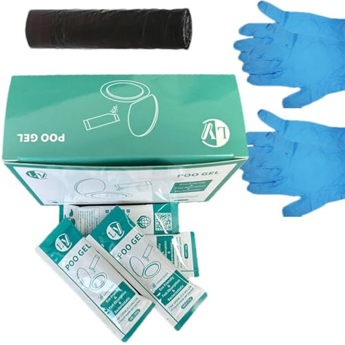 Gel de de toilette portable | 20x poudre de portable avec 2 gants - gel absorbant de bain à cadenas liquide, solidificateur d'urine multifonctionnel avec 15 sacs de p