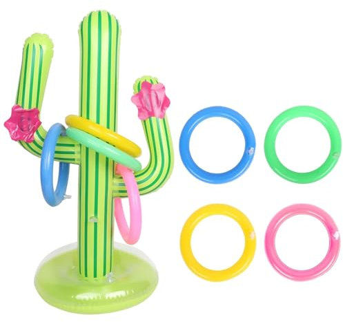 9 PCS Set Cactus Ring Toss Game for Kids, Cactus Toy with 8 Ring, Party Toss Game, Hawaii Party Decor Swimming Pool Toy, Indoor Outdoor Toys Gift for Kids Family