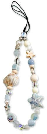 Cunegra Phone Charm, Pearl Seashell Starfish Phone Bracelet Strap, Y2K Camera Wrist Strap, Cute Beaded Charm for Key Ring Backpack Camera Wallet