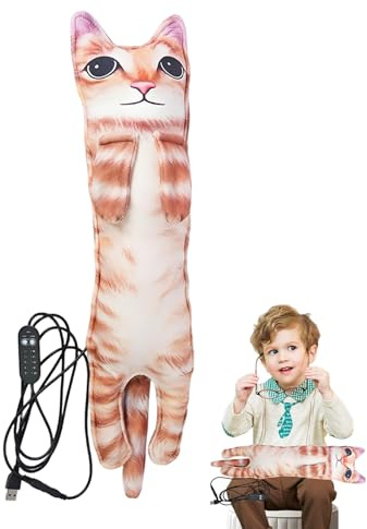 Electric Heating Doll Pillow | Cat Heating Pad for Cramps | Cute Kitten Cozy Thermal Cushion for Women Back Tension