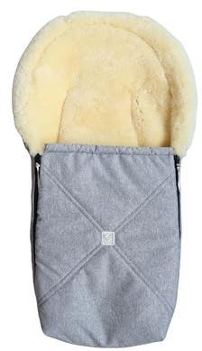 KAISER Emmy Lammfell-Fußsack für Babyschalen, 80 x 37 cm, Abnehmbares Oberteil mit 2-Wege-Reißverschluss (light grey melange)