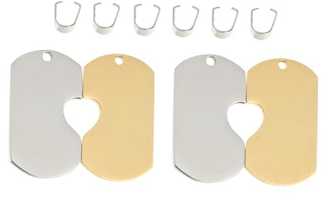 SAFIGLE Titanstahl Paar Anhänger 4 Stück Selbstgemacht Schmuck Charme Edelstahl Hollow Army Dog Tags Schlüsselanhänger Schmuckherstellung für Partner Geschenk für Bastler