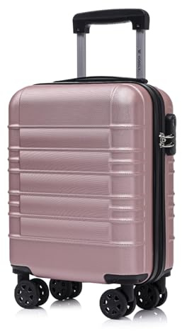 YONSLY Koffer Suitcase S Roségold, Trolley Reisekoffer, Kabinenkoffer Rollkoffer Handgepäck mit 4 Rollen 360°, Hartschalenreisekoffer, Zahlenschloss, Weicher Gummigriff