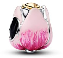 Vegaine Tulipe Rose Charms et Perles pour Femme Pendenti Compatible avec les Bracelets et Colliers,Cadeau de la Fête des Mères Saint-Valentin