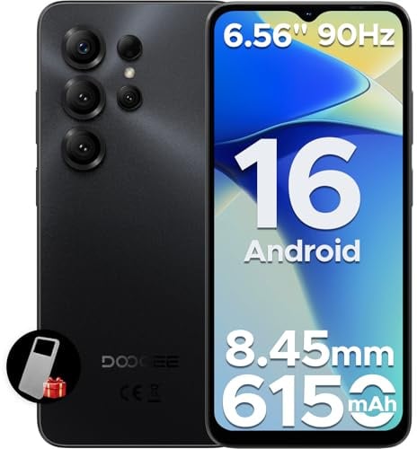 Luzglo Note 56 X Smartphone Android 16, 6150mAh, 6.56 HD+ 90Hz IPS, 24GB + 64GB/2TB TF, 4G Telefono Cellular offerta Smartphone, 8.45mm Ultrasottile, 8MP+5MP/Dual SIM/Octa Core/Face ID/GPS, Nero