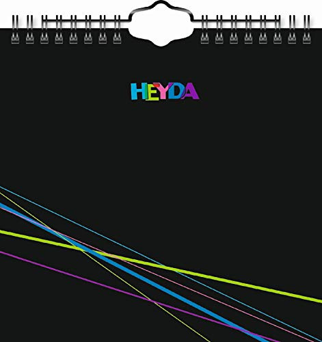Heyda 2070410 Bastel-/Kreativkalender, 13 Monatsblätter, 160 x 156 mm, Kalendarium immerwährend, Wire-O-Bindung mit Aufhänger, Deckblatt schwarz