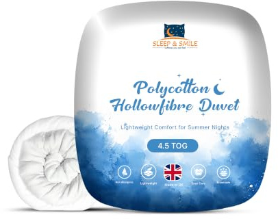 Sleep&Smile Polycotton Polyester Hollowfibre Duvet/Quilt, 4.5 Tog, King, Non Allergenic, UK Made