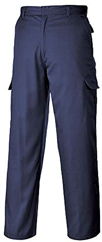 Portwest C701 Combat Trousers Bartacked at All Stress Points Ferrous Free | Navy, 26 Waist, UPF 40+, Straight Fit, Cotton Polyester, Hook and Bar Closure, Reinforced Seams, Durable, Workwear, Corporate