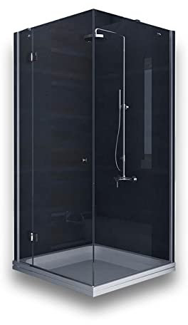 Alpenberger Duschkabine 90x90x195 cm | Eckeinstieg Duschabtrennung mit Antikalk, Easy Clean/Lotus-Effekt Duschwand aus Einscheibensicherheitsglas ESG, Eckdusche