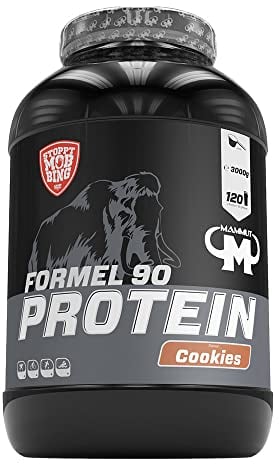 Mammut Nutrition Formel 90 Proteinpulver Cookies – 3kg – 4-Komponenten Whey Protein Pulver mit Sojaproteinisolat, Milchprotein, Eiprotein & Vitamin B6 – 77% Eiweiß