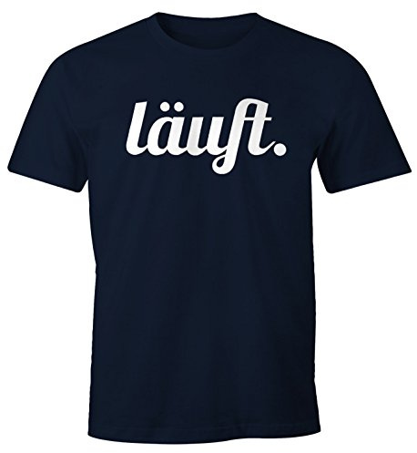 MoonWorks Cooles lustiges Herren T-Shirt - läuft - Fun-Shirt Navy XL