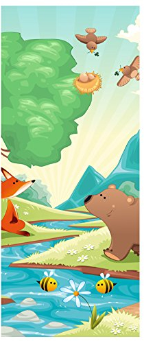 Bilderdepot24 Türtapete Waldtiere II 90 x 200 cm - einteilig Türaufkleber Türfolie Türposter - Kinderzimmer Kinderbild Junge Mädchen Wald Tiere