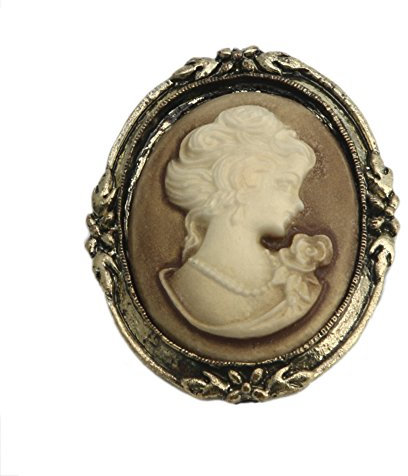 Xuniu Mode Brosche, Königin Dame Vintage Victorian Design Cameo Schwarz Emaille Bronze Brosche 1 Stück