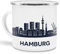 Tassendruck Emaille-Tasse mit Skyline von Hamburg - Souvenir/Edelstahl-Becher/Metall-Tasse