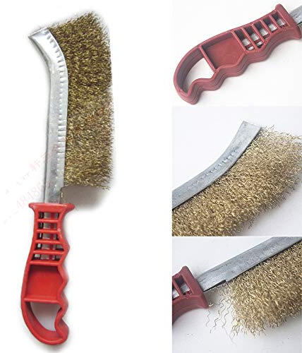 SADA72 Grill-Reinigungsbürste, roter Kunststoffgriff, Stahldraht, Borsten, Bürstenreiniger, strapazierfähiges Handwerkzeug, Lack-Rostentferner für die Reinigung von Bremsbelägen, Bremssattelscheiben