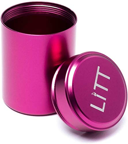 LITT Stash Storage Metal Tub - Twin Pack (9 & 6.5 cm), Airtight Aluminium Storage Jar, Shatterproof, Refillable Container. Travel Accessories (Pink, 6.5cm)