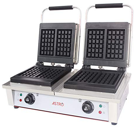 Astro Gaufrier Électrique Professionnel en Fonte - L 62 x P 42 H 24 cm - Taille Gaufres : 10 x 16 cm - Puissance 2 x 2 kW