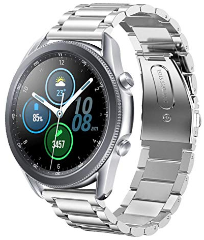 SUNDAREE Compatibile con Cinturino Samsung Galaxy Watch 3 45MM/Garmin Venu 3/Huawei Watch GT 4 46MM/GTR 4/Ticwatch Pro 3 Ultra,22MM Argento Uomo Donna Metallo Acciaio Orologio Ricambio Band