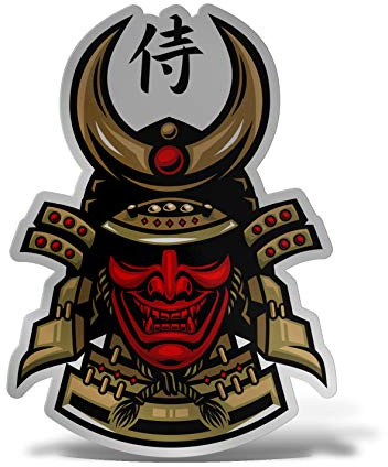 ERREINGE Sticker Silber 10 cm - Demone Samurai Japan Yokai - Aufkleber Wandtattoo Vinyl Laptop Auto Motorrad Helm Wohnmobil