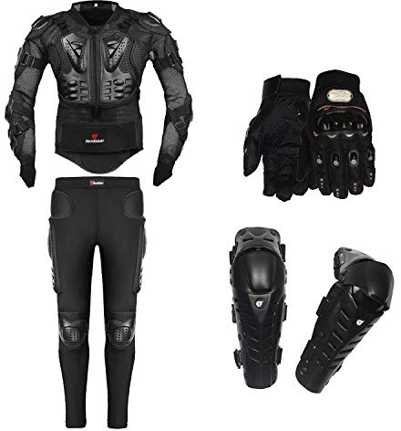 FULUOYIN Protektorenjacke mit Getriebe Langen Hose + Knieprotektoren MTB Protektoren Schutzkleidung für Motorrad Schilaufen Kart Sport