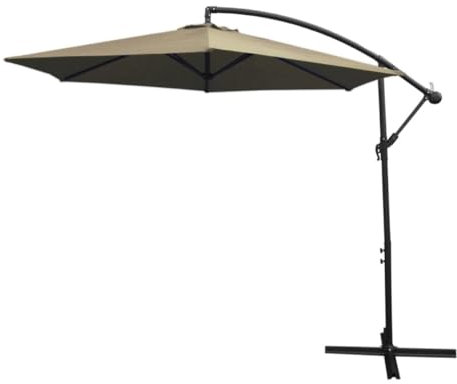 3m freischwingender Sonnenschirm Freischwinger Gartenschirm mit Kippfunktion, Sockel und Hülle im Set Beige