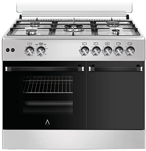 ALPHA Cocina de Gas VULCANO LUX-90PB Inox. Portabombonas, Ventilador, Corte de Gas Seguro y Temporizador. **Alta Gama**