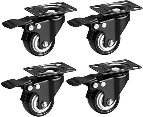 Pkfinrd Trolley for Furniture 2 inch highperformance Universal Turntable castors PU Mute castors Without Muting Double Bearings and Locks Without Marking Wheels Mobile Components (Color : Black)
