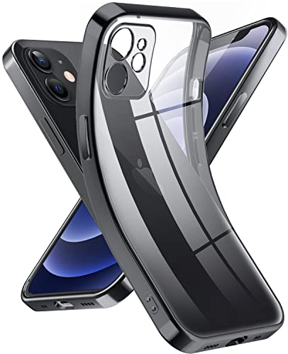Supdeal Crystal Clear Hülle für iPhone 12 Mini, Niemals gelb mit Kameraschutz, Silikon Durchsichtig Handyhülle Weicher Passform, Ultra Dünn und Leicht Case Cover, 5,4, Schwarz