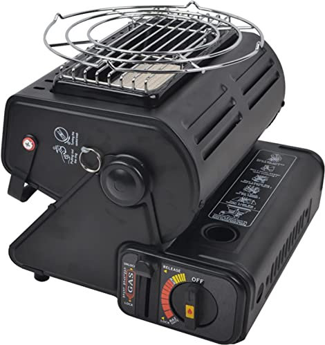 Warm halten Mini-Gasheizung Camping Schwarz Gaskassettenheizung Tragbare Gasheizungen für Camping Wandern Reisen Grillen