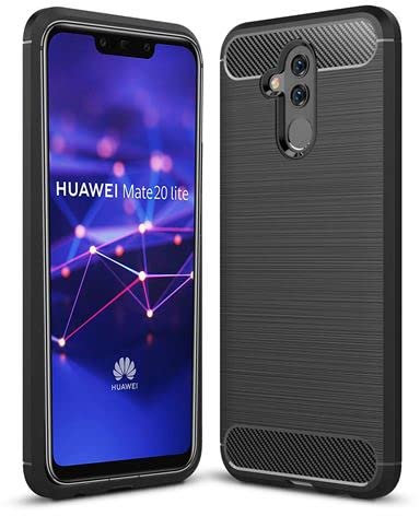 LFstore-IT COVER CARBON LOOK compatibile con HUAWEI MATE 20 LITE - CUSTODIA SILICONE NERO